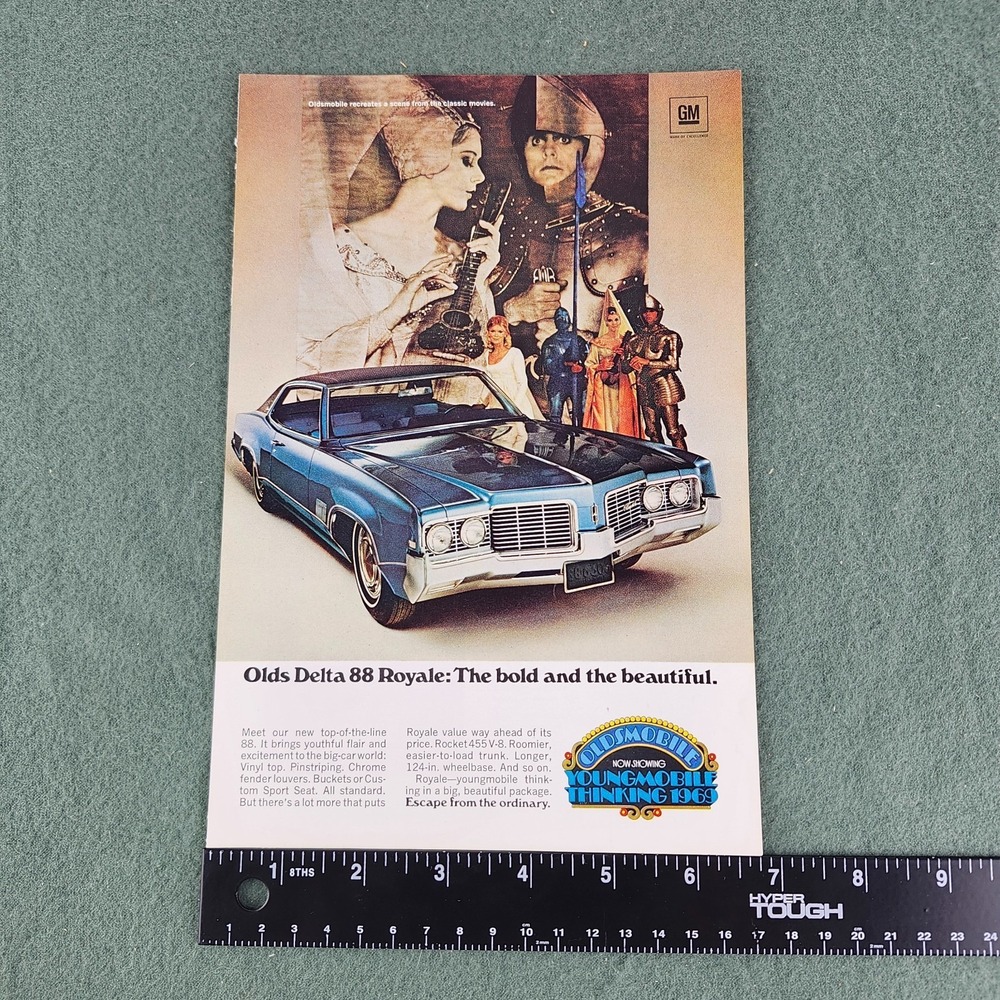 1969‎ OLDSMOBILE Delta 88 The Bold & The Beautiful Car vintage print ad 10x7